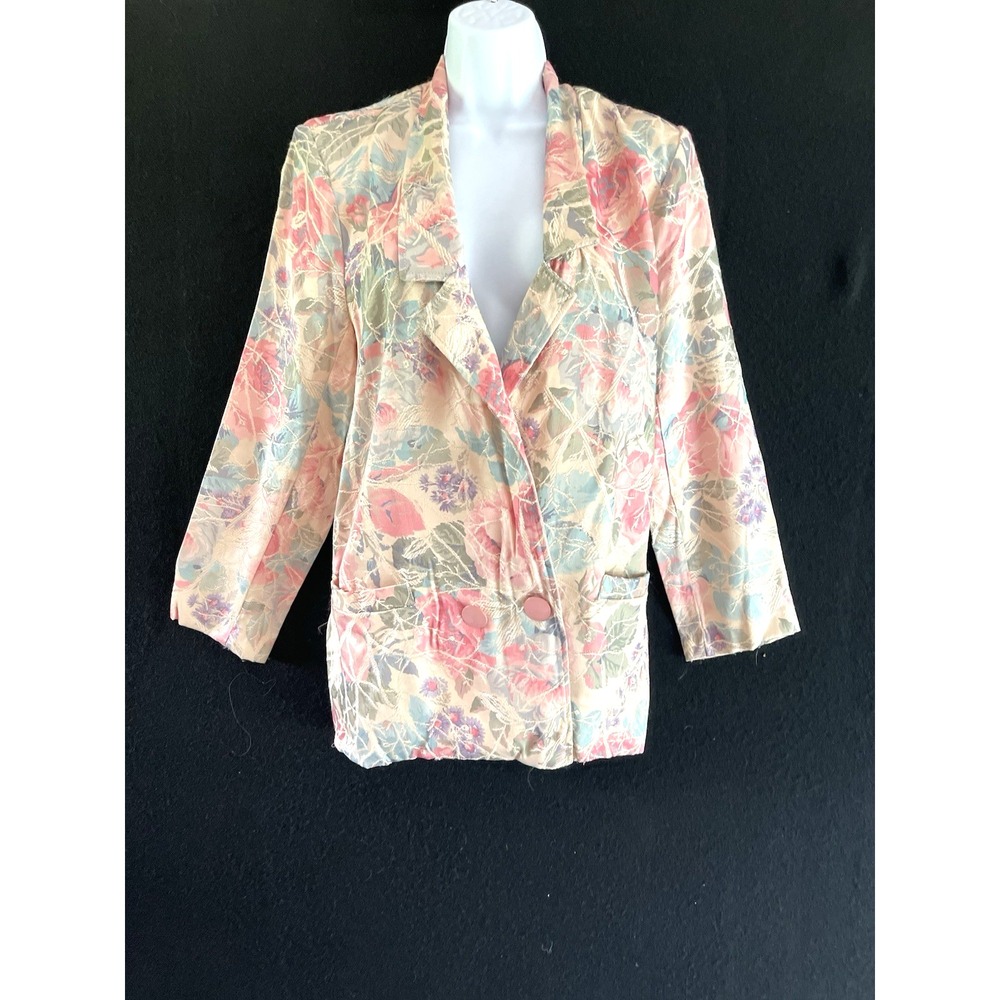 Vtg Grandmacore 90's Pastel Floral Oversized Blazer Large Cottagecore Coquette